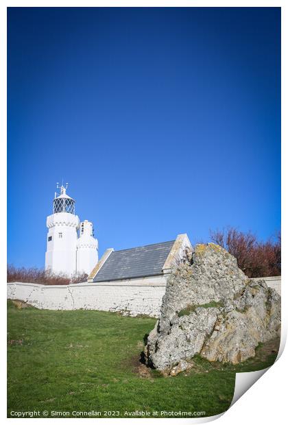 St Catherines Lighthouse Print by Simon Connellan