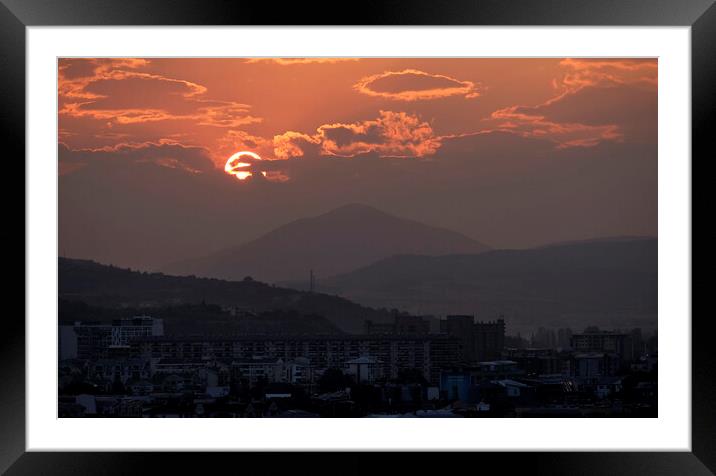 Sunset over Skopje, North Macedonia Framed Mounted Print by Lensw0rld 