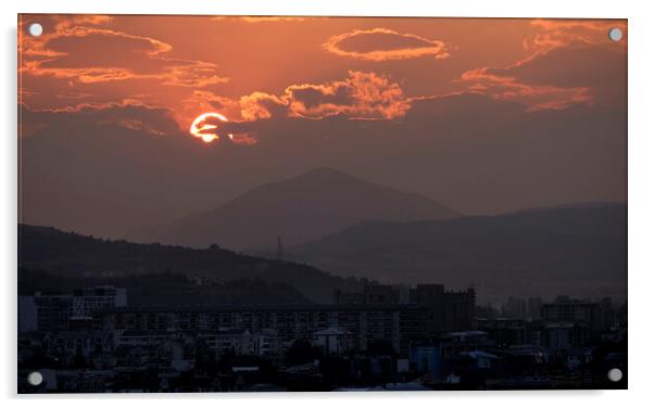 Sunset over Skopje, North Macedonia Acrylic by Lensw0rld 