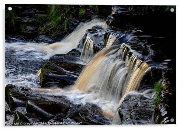 Saukin Ridge Waterfall Peak District. Acrylic by Craig Yates