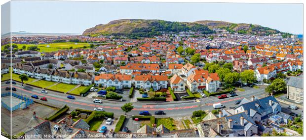 Wide shot of Llandudno Town Canvas Print by Mike Shields