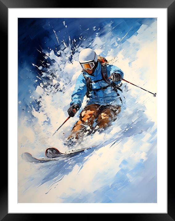 Downhill Skier Framed Mounted Print by Steve Smith