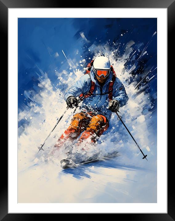 Downhill Skier Framed Mounted Print by Steve Smith