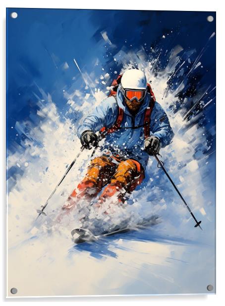 Downhill Skier Acrylic by Steve Smith