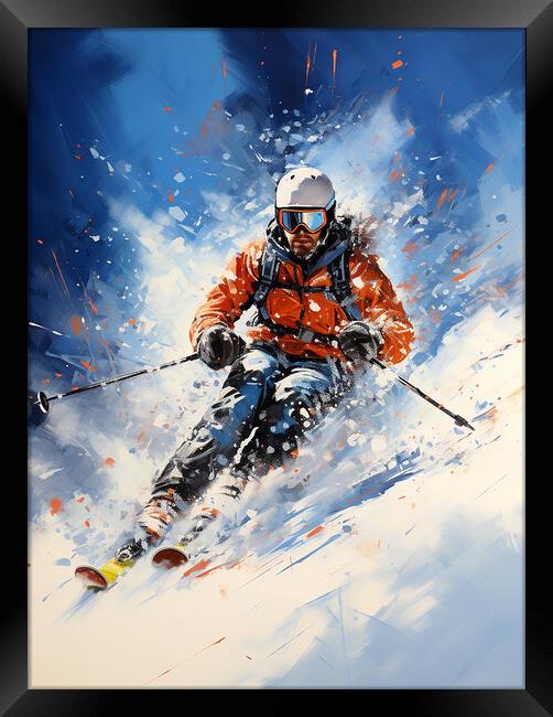 Downhill Skier Framed Print by Steve Smith