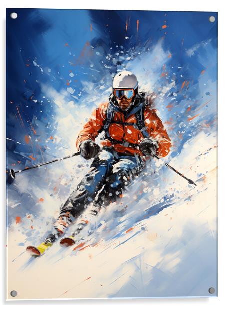 Downhill Skier Acrylic by Steve Smith