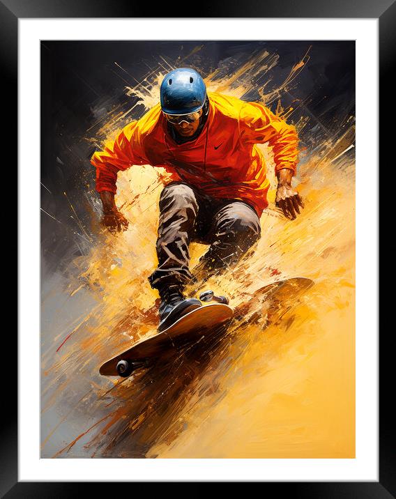 Skate Boarder Framed Mounted Print by Steve Smith