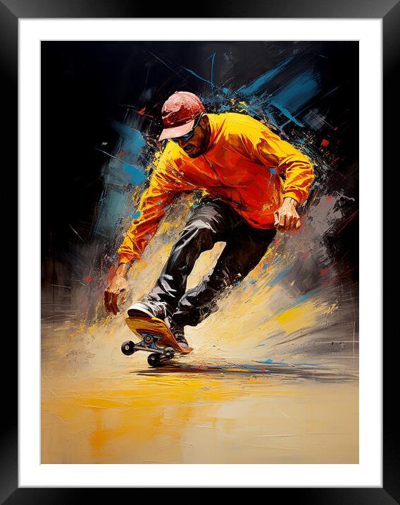 Skate Boarder Framed Mounted Print by Steve Smith
