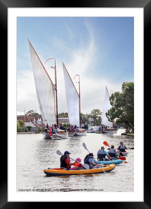 Wherry sail boats and canoes on the Norfolk Broads UK Framed Mounted Print by Simon Bratt LRPS