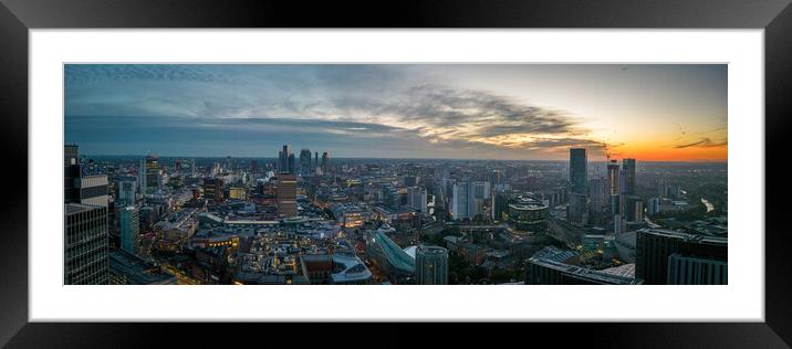 Manchester Sunset Framed Mounted Print by Apollo Aerial Photography