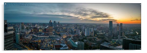 Manchester Sunset Acrylic by Apollo Aerial Photography