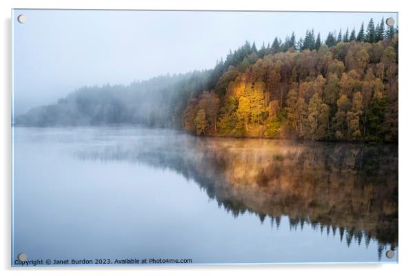 Loch Faskally Dawn Acrylic by Janet Burdon