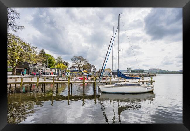 Jettys and landing stage at Waterhead Framed Print by Jason Wells