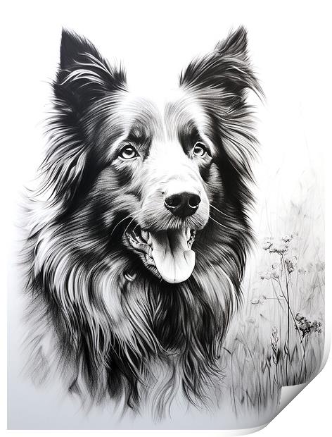 Belgian Sheepdog Pencil Drawing Print by K9 Art