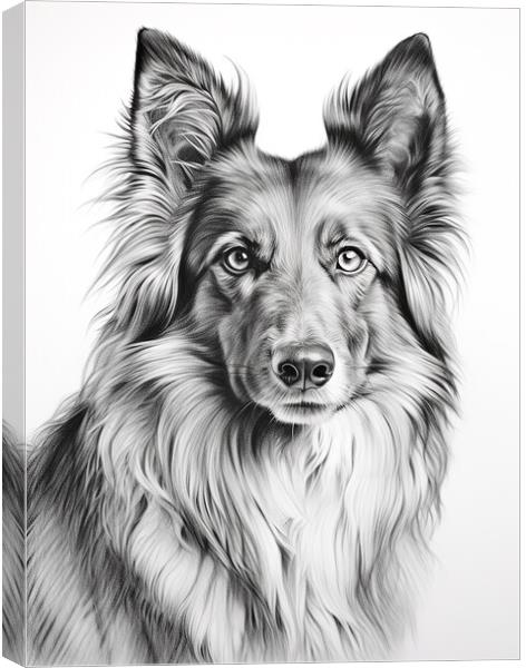 Belgian Tervuren Pencil Drawing Canvas Print by K9 Art