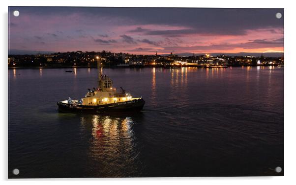 Tug on the Thames Acrylic by Peter Park
