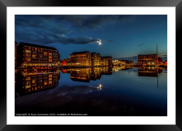 Moonlight Over Gloucester Docks Framed Mounted Print by Russ Summers
