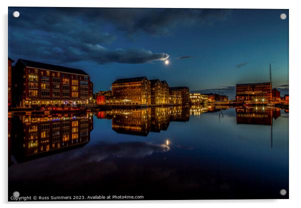 Moonlight Over Gloucester Docks Acrylic by Russ Summers