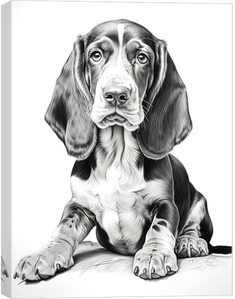 Basset Hound Pencil Drawing Canvas Print by K9 Art