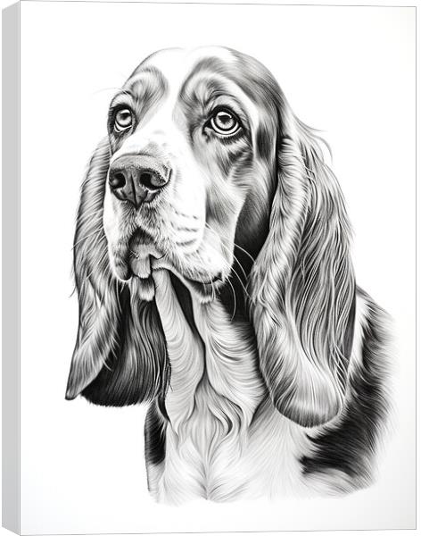 Basset Hound Pencil Drawing Canvas Print by K9 Art