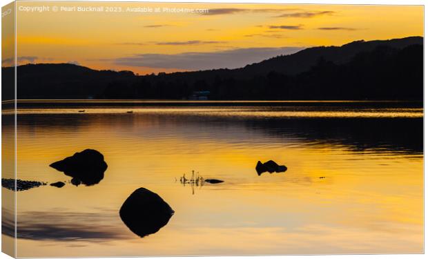 Tranquil Sunset on Coniston Water Lake District Canvas Print by Pearl Bucknall
