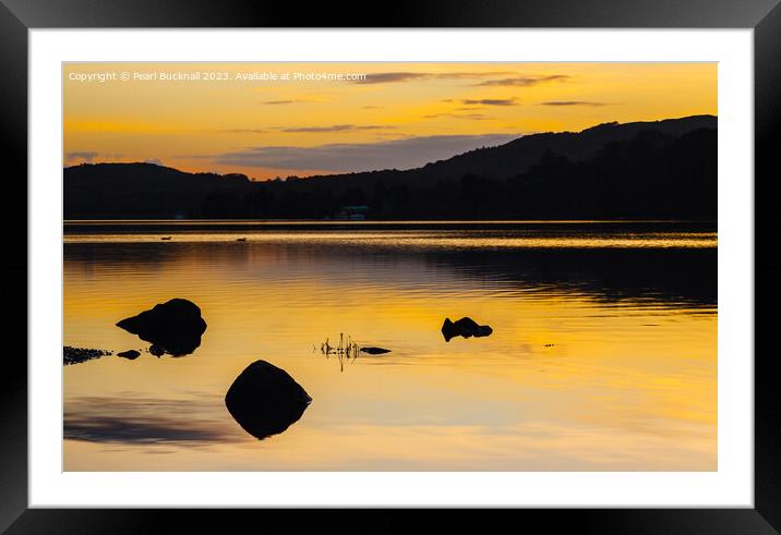 Tranquil Sunset on Coniston Water Lake District Framed Mounted Print by Pearl Bucknall