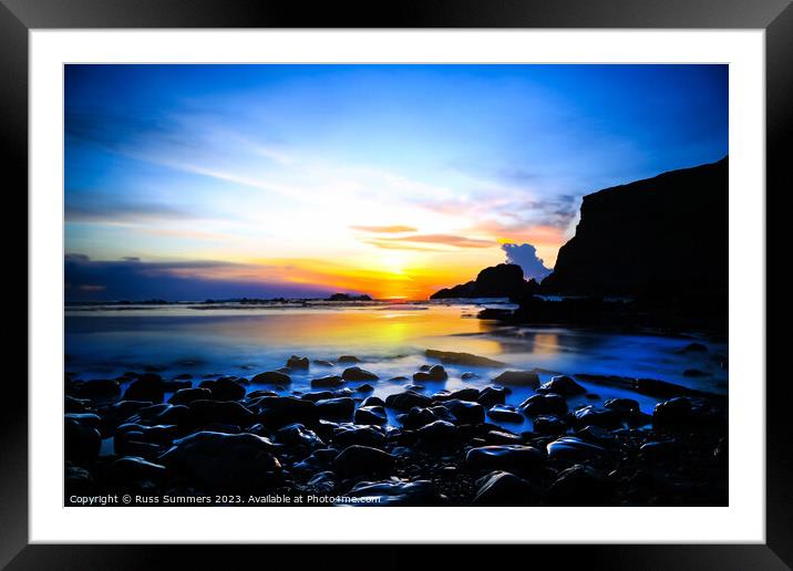 Rocky Beach Sunset Framed Mounted Print by Russ Summers