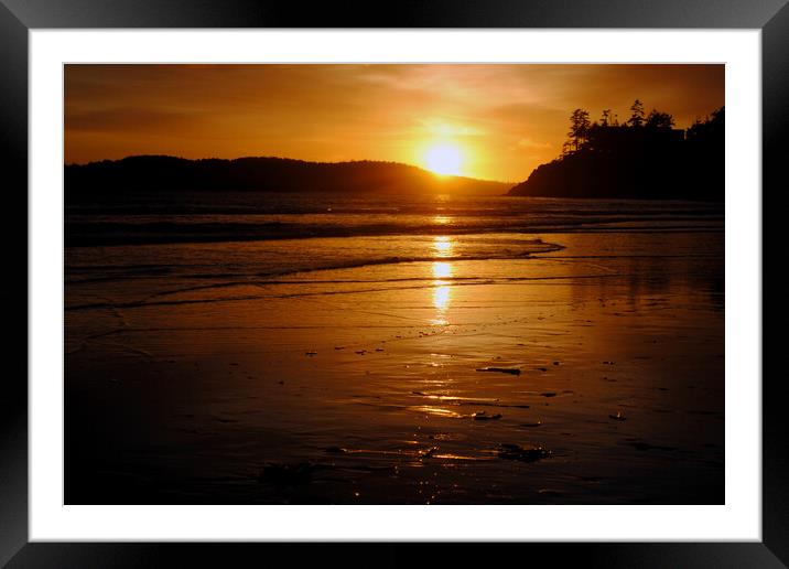 Sunset Long Beach Tofino Vancouver Island Canada Framed Mounted Print by Andy Evans Photos