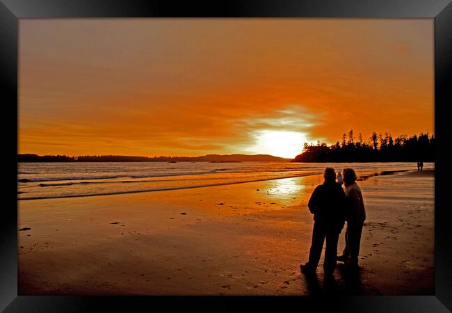 Sunset Long Beach Tofino Vancouver Island Canada Framed Print by Andy Evans Photos
