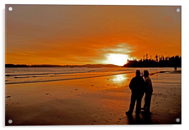 Sunset Long Beach Tofino Vancouver Island Canada Acrylic by Andy Evans Photos