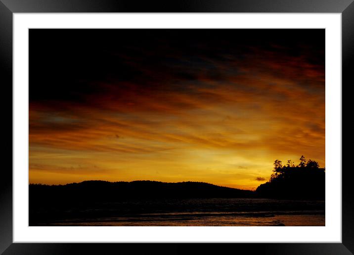 Sunset Long Beach Tofino Vancouver Island Canada Framed Mounted Print by Andy Evans Photos
