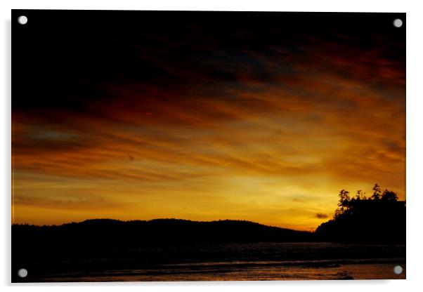 Sunset Long Beach Tofino Vancouver Island Canada Acrylic by Andy Evans Photos