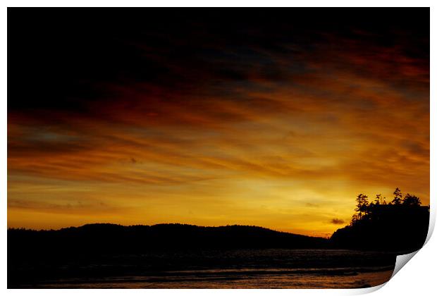 Sunset Long Beach Tofino Vancouver Island Canada Print by Andy Evans Photos