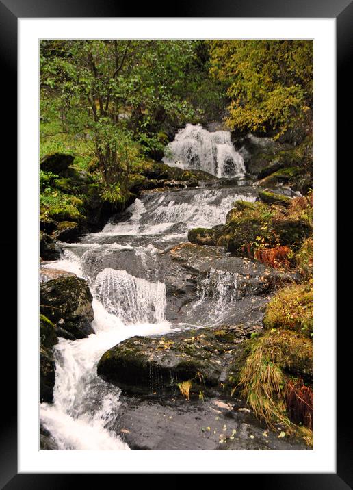 Waterfall Flamsdalen Valley Flam Norway Scandinavia Framed Mounted Print by Andy Evans Photos