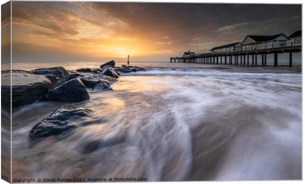 Early Morning on Southwold Beach Canvas Print by David Powley