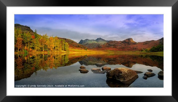Blea Tarn in Autumn Framed Mounted Print by philip kennedy