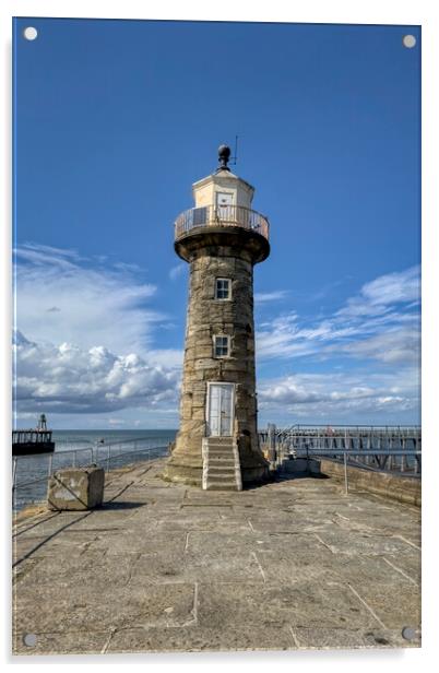 Whitby East Pier Lighthouse Acrylic by Derek Beattie
