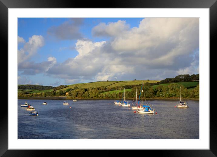Moorings on the  Teifi No3 Framed Mounted Print by David Tinsley