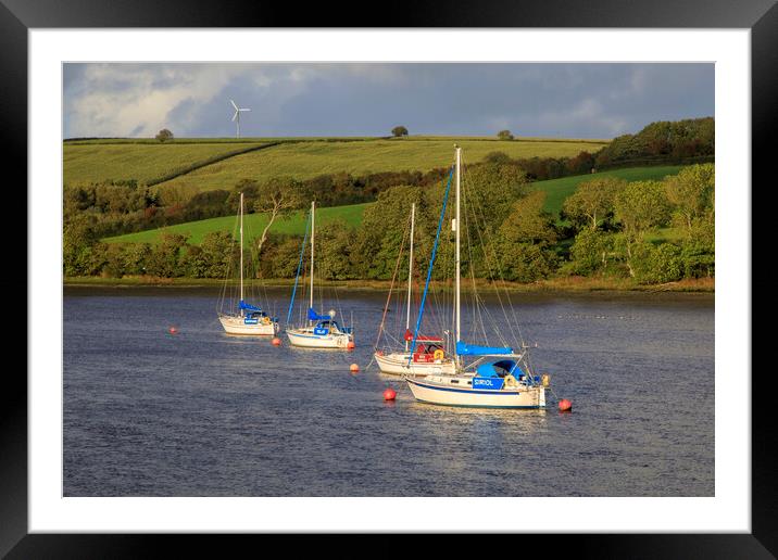 Moorings on the  Teifi No3 Framed Mounted Print by David Tinsley
