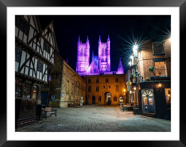 Lincoln cathedral at night  Framed Mounted Print by Andrew Scott