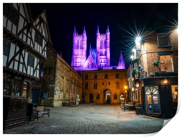 Lincoln cathedral at night  Print by Andrew Scott