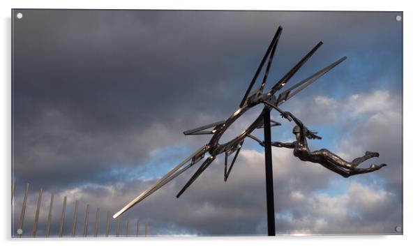 Metal sculpture - flying lady Acrylic by Peter Park