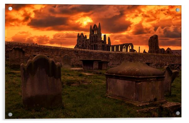 Whitby Abbey Graveyard Acrylic by Tim Hill