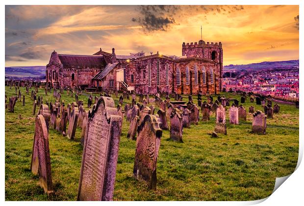Whitby Graveyard: The Church of St Mary Print by Tim Hill