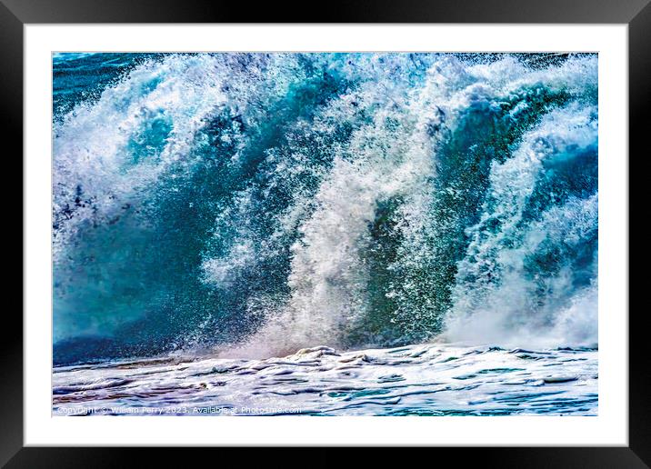 Colorful Large Wave Waimea Bay North Shore Oahu Hawaii Framed Mounted Print by William Perry