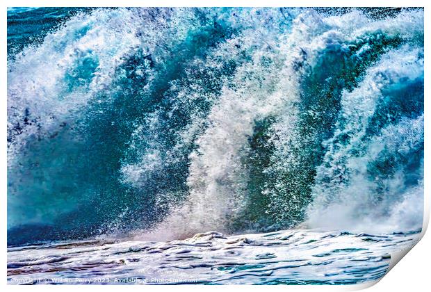 Colorful Large Wave Waimea Bay North Shore Oahu Hawaii Print by William Perry