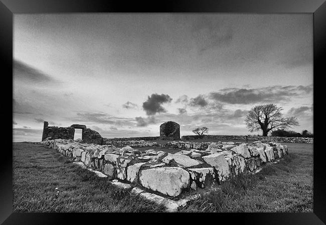 Nendrum Monastic Site Framed Print by pauline morris