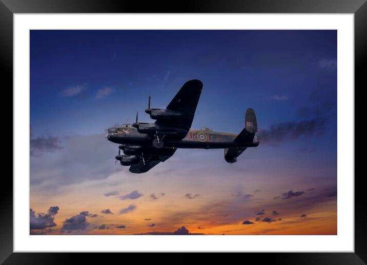 Lancaster Twilight Patrol Framed Mounted Print by Derek Beattie
