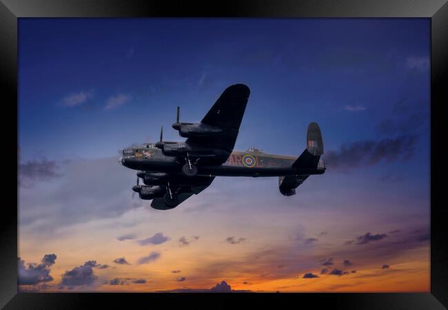 Lancaster Twilight Patrol Framed Print by Derek Beattie