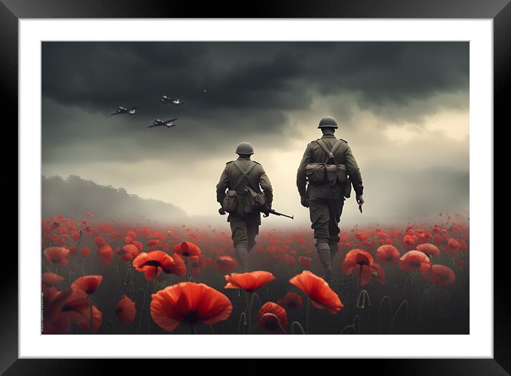 Soldiers Poppy Field Framed Mounted Print by J Biggadike